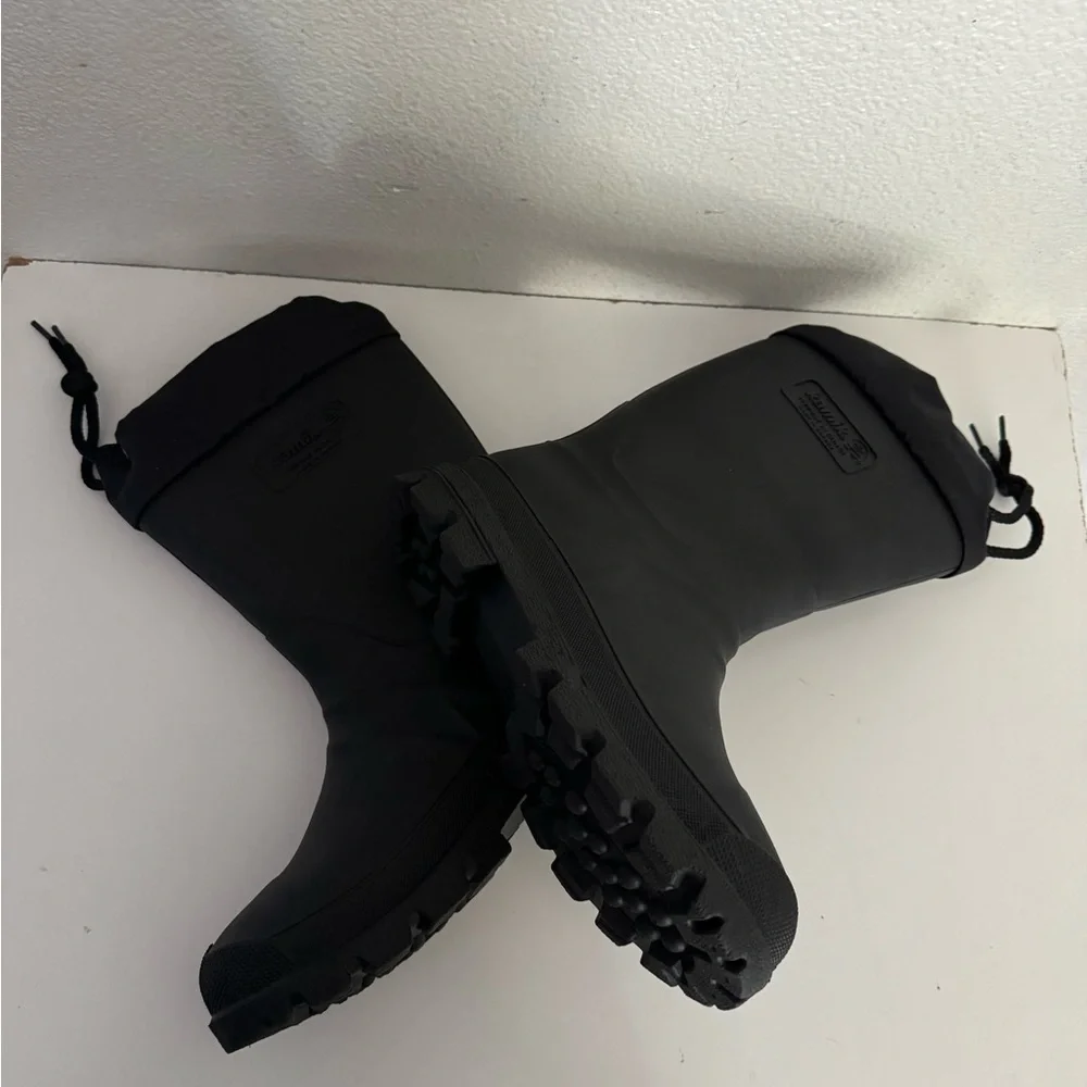 KAMIK Icebreaker Black Pull OnDrawstring Waterproof Safety Boots-Mn 5/Wm 6.5